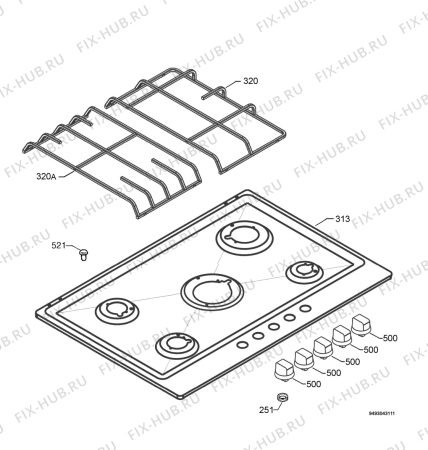 Взрыв-схема плиты (духовки) Zanussi ZGS799ITX - Схема узла Hob 271