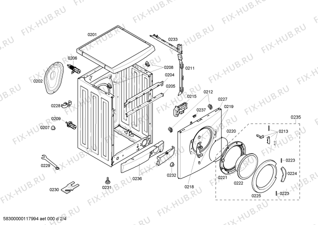Взрыв-схема стиральной машины Bosch WAE12060SG - Схема узла 02