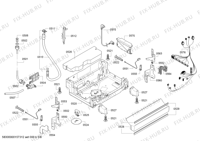 Схема №6 SMS50E02TC с изображением Панель управления для электропосудомоечной машины Bosch 00706069