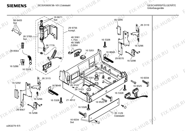 Схема №5 SE35A560II с изображением Инструкция по эксплуатации для посудомойки Siemens 00585271