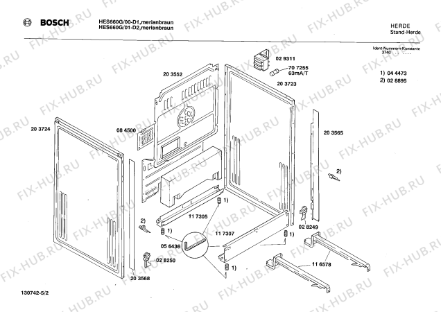 Взрыв-схема плиты (духовки) Bosch HES660G - Схема узла 02