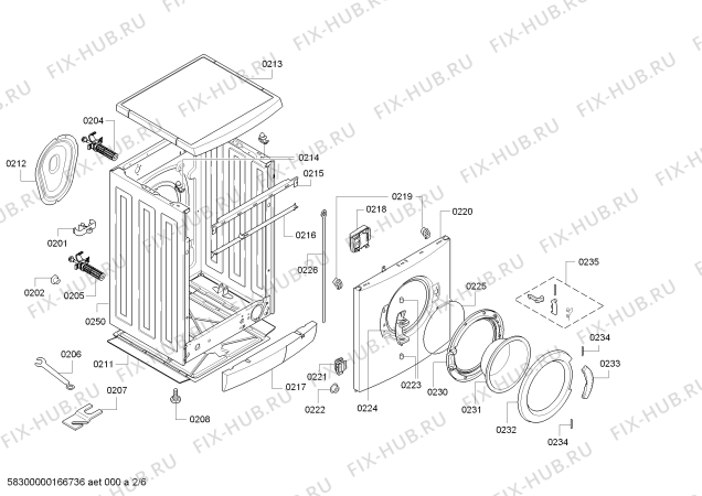 Взрыв-схема стиральной машины Bosch WAE28376EX Maxx 6 TitanEdition - Схема узла 02