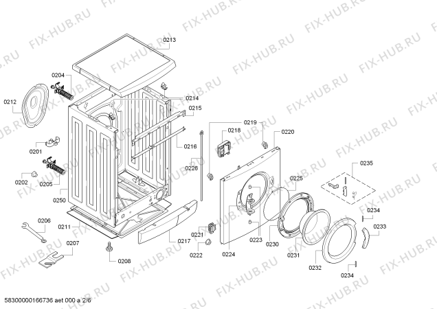 Взрыв-схема стиральной машины Bosch WAE283E5 Maxx 6 VarioPerfect - Схема узла 02