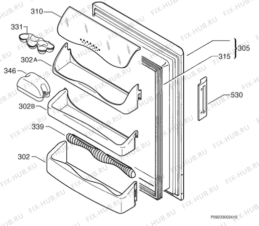 Взрыв-схема холодильника Zanussi ZL75W - Схема узла Door 003