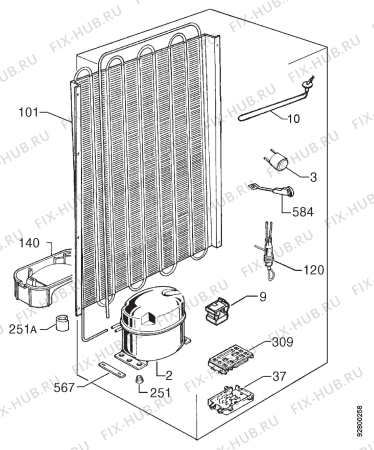Взрыв-схема холодильника Faure FRD276W - Схема узла Cooling system 017