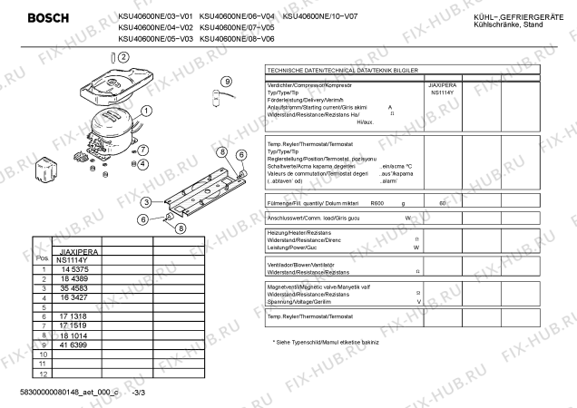 Взрыв-схема холодильника Bosch KSU40600NE - Схема узла 03