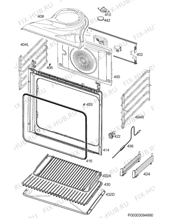 Взрыв-схема плиты (духовки) Aeg BP861510KM - Схема узла Oven