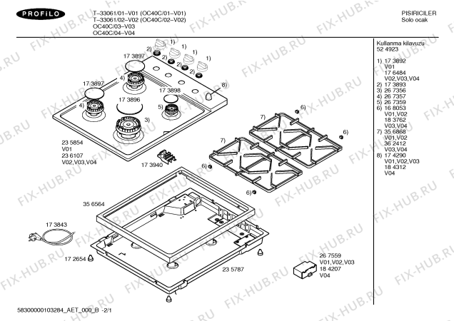 Схема №2 T-33061 с изображением Столешница для плиты (духовки) Bosch 00236107
