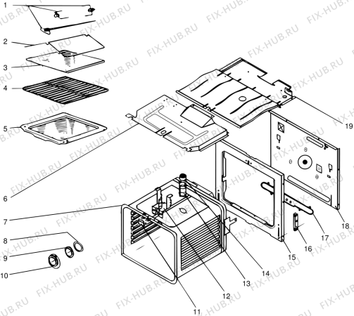 Взрыв-схема плиты (духовки) Ariston FS42VBR (F014731) - Схема узла