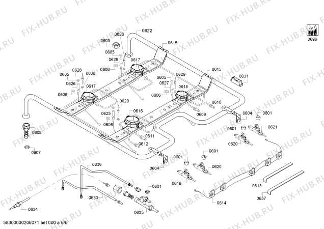 Схема №6 HGA243255M с изображением Панель управления для плиты (духовки) Bosch 00700534