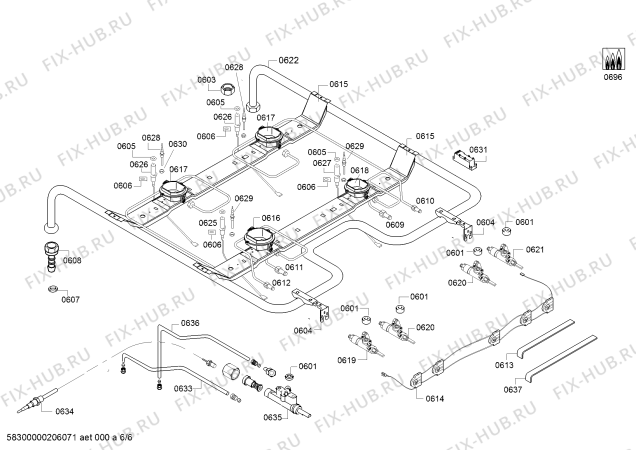 Взрыв-схема плиты (духовки) Bosch HGA24W355R - Схема узла 06