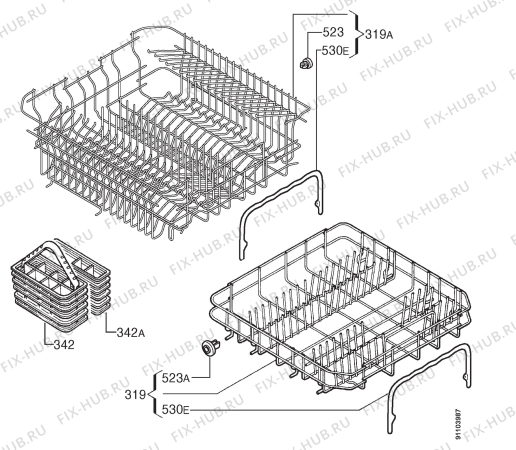 Взрыв-схема посудомоечной машины Rex IP863N-WRD - Схема узла Basket 160