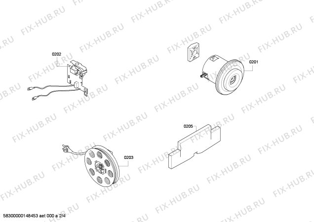 Взрыв-схема пылесоса Bosch BSD3025 BOSCH sphera 2000W - Схема узла 02