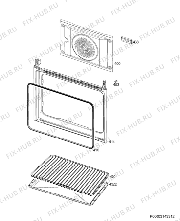 Взрыв-схема плиты (духовки) Electrolux FR53R - Схема узла Oven