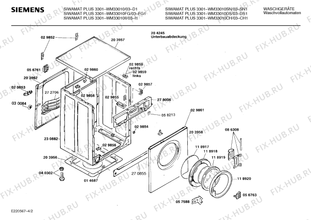 Схема №4 WM33010 SIWAMAT PLUS 3301 с изображением Панель управления для стиральной машины Siemens 00272764