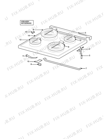 Взрыв-схема плиты (духовки) Tricity Bendix DSIE500W  (DIXONS) - Схема узла H10 Hob