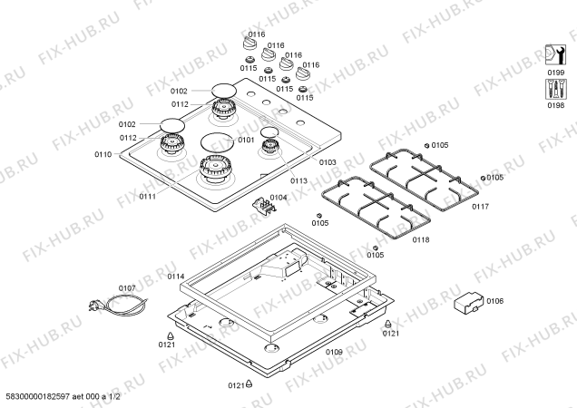 Схема №2 NGU4155DT Bosch с изображением Столешница для духового шкафа Bosch 00713928