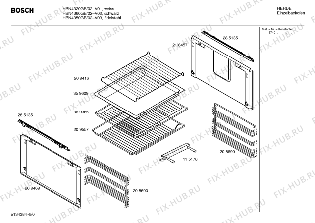 Схема №6 HBN4320GB с изображением Инструкция по эксплуатации для духового шкафа Bosch 00581491