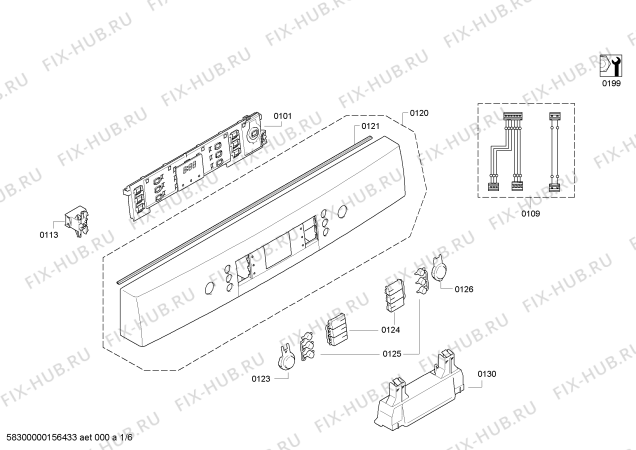 Схема №6 SMU58M22SK с изображением Передняя панель для посудомойки Bosch 00704926