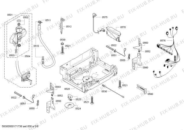 Взрыв-схема посудомоечной машины Siemens SN59M500NL - Схема узла 05