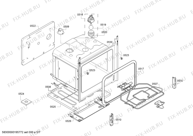 Взрыв-схема плиты (духовки) Bosch HGD42D120Q - Схема узла 05