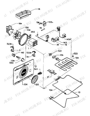 Взрыв-схема плиты (духовки) Zanussi HM95E - Схема узла Oven equipment