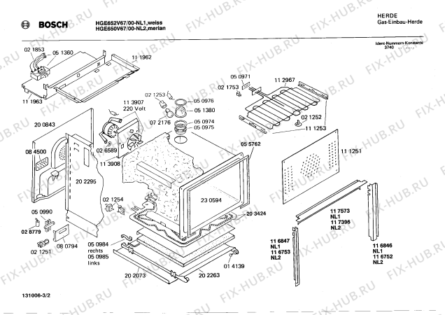 Взрыв-схема плиты (духовки) Bosch HGE652V67 - Схема узла 02