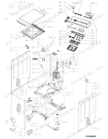 Схема №2 TDLR 65330 с изображением Декоративная панель для стиральной машины Whirlpool 481010900684