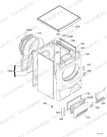 Взрыв-схема сушильной машины Zanussi ZDC47201W - Схема узла Housing 001