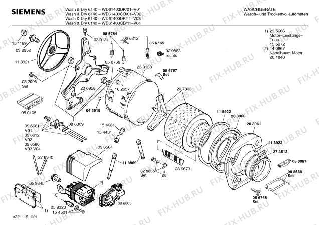 Схема №4 WD61400DK Wash & Dry 6140 с изображением Инструкция по эксплуатации для стиралки Siemens 00523528