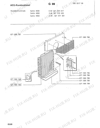 Взрыв-схема холодильника Aeg SANTO 4000 - Схема узла Section2