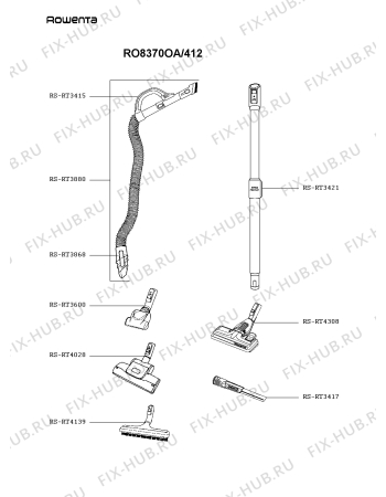 Взрыв-схема пылесоса Rowenta RO8370OA/412 - Схема узла FP005786.7P3