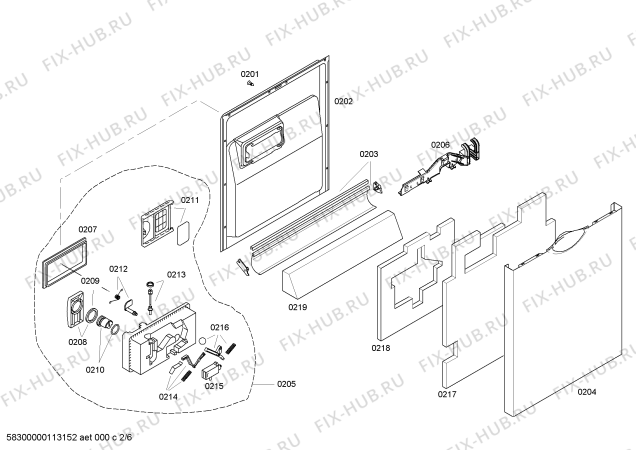 Взрыв-схема посудомоечной машины Bosch SHE99C05UC Bosch - Схема узла 02