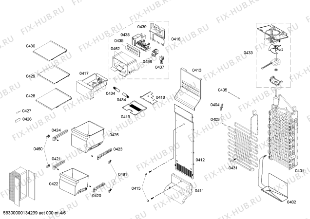 Взрыв-схема холодильника Bosch KAD63V20TI - Схема узла 04