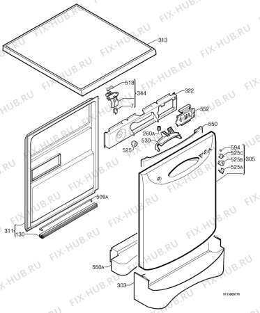 Взрыв-схема посудомоечной машины Privileg 953497_10094 - Схема узла Door 003