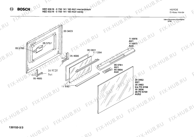 Схема №3 0750141170 HEE630N с изображением Панель для электропечи Bosch 00117654