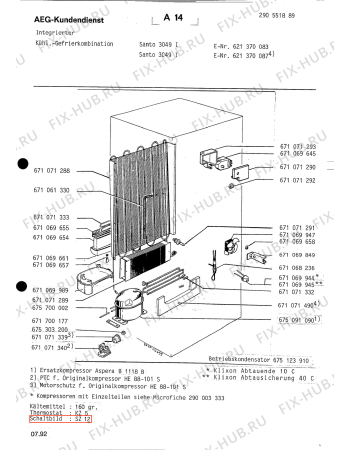 Взрыв-схема холодильника Aeg SIEHE 621370087 GB - Схема узла Refrigerator cooling system