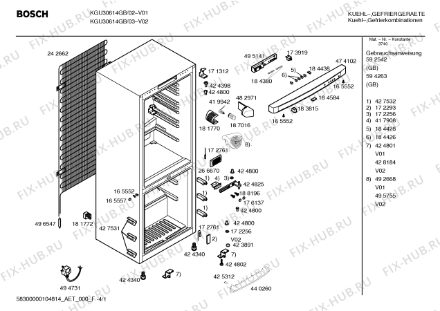 Схема №4 KGU30614GB с изображением Инструкция по эксплуатации для холодильной камеры Bosch 00592542
