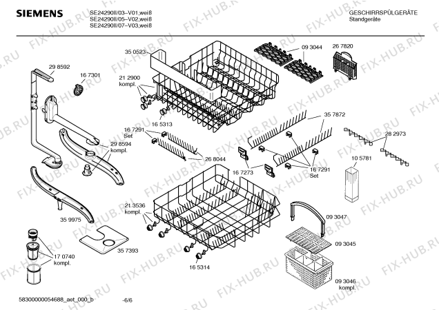 Взрыв-схема посудомоечной машины Siemens SE24290II PlusSense - Схема узла 06