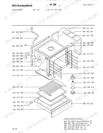 Взрыв-схема плиты (духовки) Aeg 501V-W - Схема узла Section2