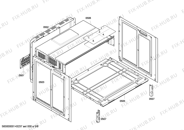 Взрыв-схема плиты (духовки) Siemens HE301W1S - Схема узла 05