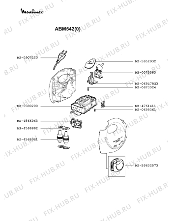 Взрыв-схема блендера (миксера) Moulinex ABM542(0) - Схема узла 7P000630.7P2