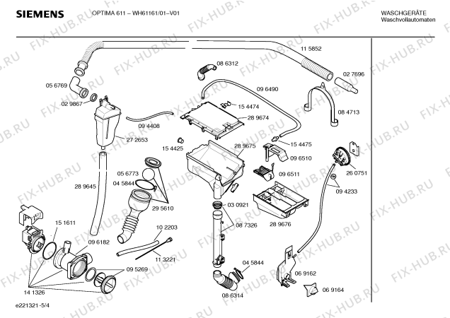 Схема №5 WH61191 EXTRAKLASSE F1100A с изображением Вкладыш в панель для стиралки Siemens 00352713