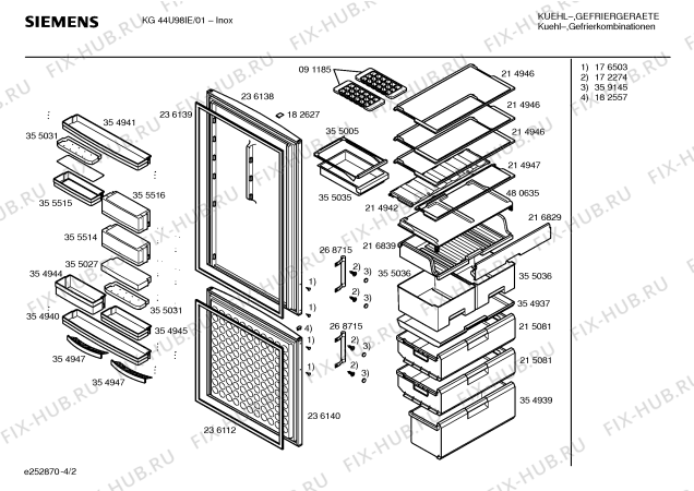 Схема №4 KG44U98IE с изображением Кнопка для холодильника Siemens 00182555