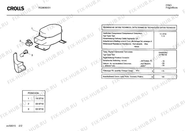 Взрыв-схема холодильника Crolls RG9690 - Схема узла 02