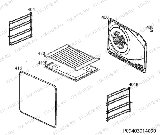 Взрыв-схема плиты (духовки) Electrolux EKC54504OX - Схема узла Oven