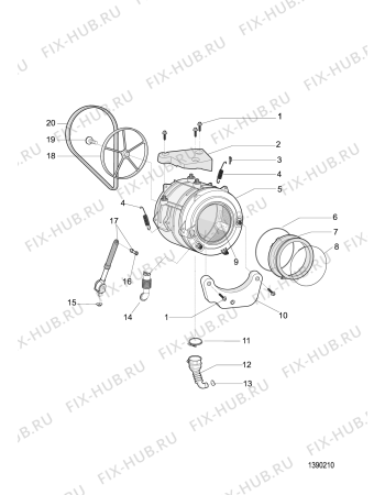 Взрыв-схема стиральной машины Whirlpool FWSD61053WEU (F105765) - Схема узла
