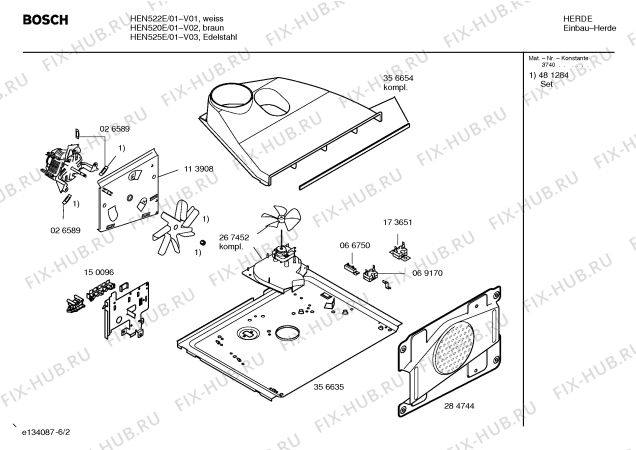 Схема №6 HEN522E Bosch с изображением Инструкция по эксплуатации для электропечи Bosch 00529560