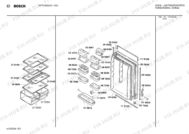 Взрыв-схема холодильника Bosch KFR1835 - Схема узла 02