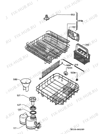 Взрыв-схема посудомоечной машины Juno JSI5560B - Схема узла Baskets, tubes 061